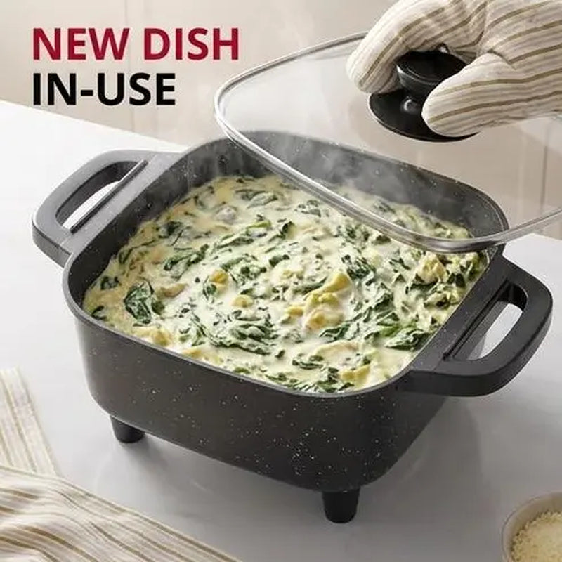 Multifunctional Square Electric Griddle with Nonstick Coating and 5-Level Temperature Control for Versatile Cooking and Easy Cleaning