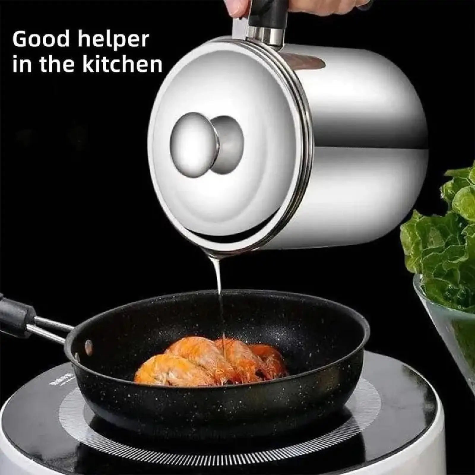 Modern Stainless Steel Oil Dispenser with Tray and Lid, Includes Filter - Versatile Cooking Oil Container and Bacon Grease Keeper for Kitchen Use