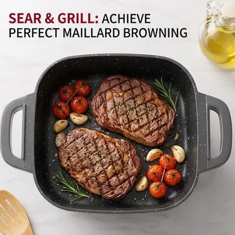 Multifunctional Square Electric Griddle with Nonstick Coating and 5-Level Temperature Control for Versatile Cooking and Easy Cleaning