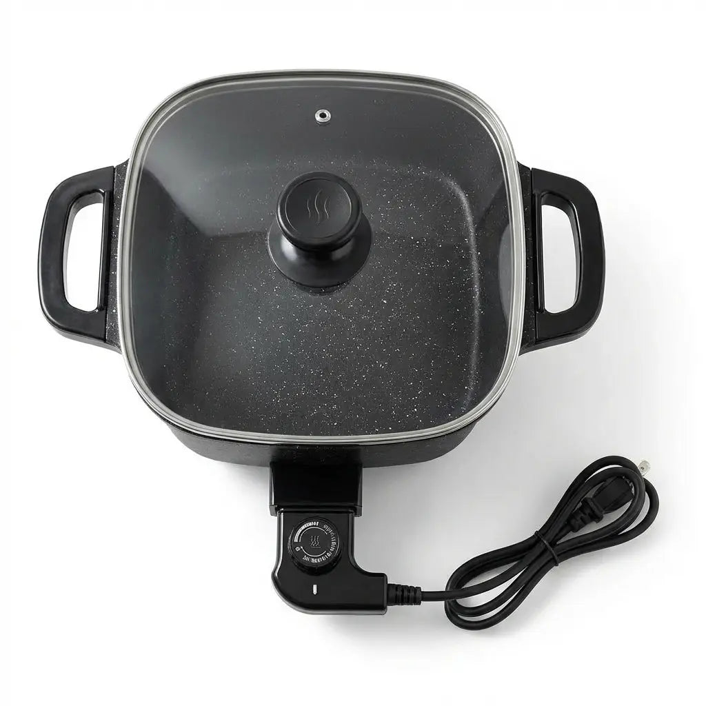 Multifunctional Square Electric Griddle with Nonstick Coating and 5-Level Temperature Control for Versatile Cooking and Easy Cleaning