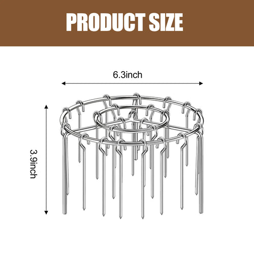 Air Fryer Skewer Rack Set of 2, Round Stainless Steel Grill with Flat Edges