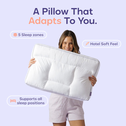 Mellow Sleep Adapt Pillow: Ergonomic Design with 5 Sleep Zones for All Sleep Positions and Luxurious Comfort