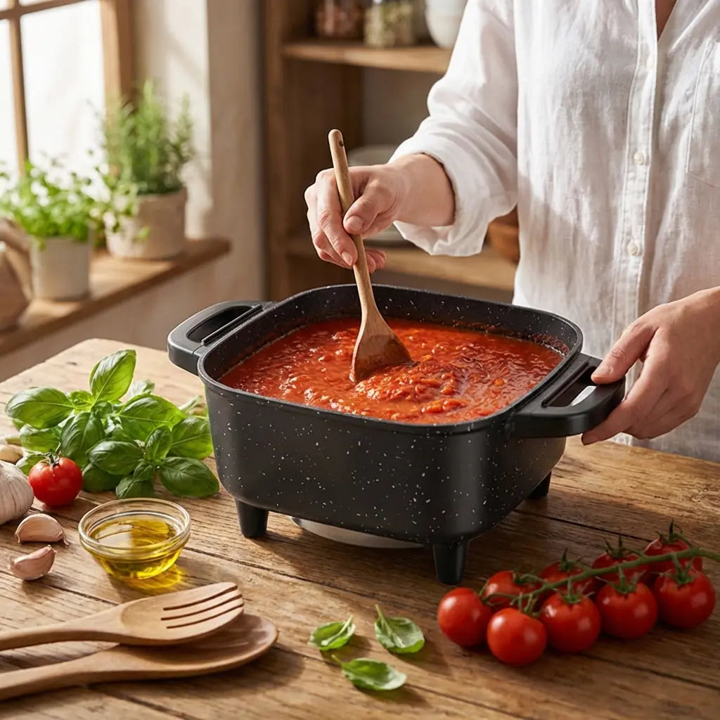 Multifunctional Square Electric Griddle with Nonstick Coating and 5-Level Temperature Control for Versatile Cooking and Easy Cleaning